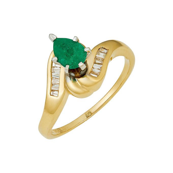 Кольцо из золота 750 пробы c изумрудом и бриллиантами, Л 1912 0926 за 82300