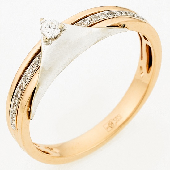 Кольцо из комбинированного золота 585 пробы c 21 бриллиантами, Л57027357 за 12450