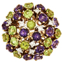 Кольцо из желтого золота 585 пробы c 8 бриллиантами и 15 аметистами и 13 хризолитами Л33087388 фото 2
