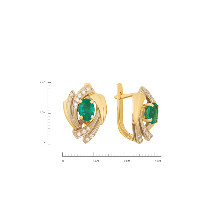 Серьги из золота 750 пробы c изумрудами и бриллиантами, Ц О007 2927 за 170000