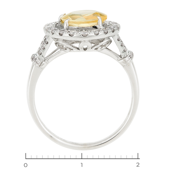 Кольцо из белого золота 750 пробы c 42 бриллиантами и 1 цвет. сапфиром, Л04078972 за 66600