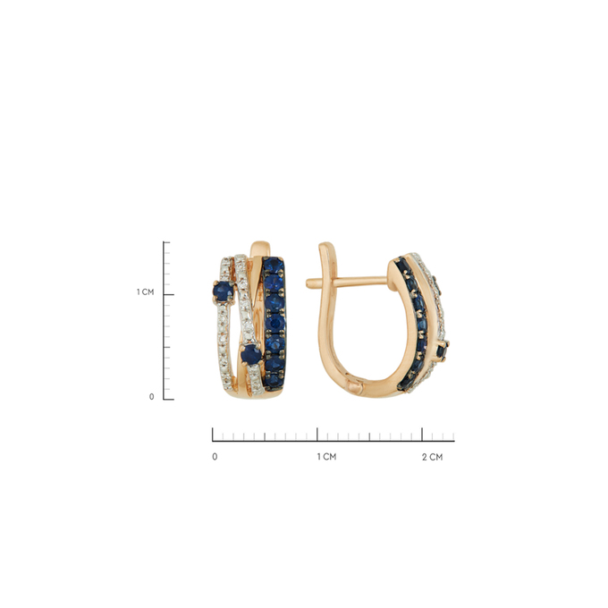 Серьги из золота 585 пробы c сапфирами и бриллиантами, Л 2415 3795 за 52960