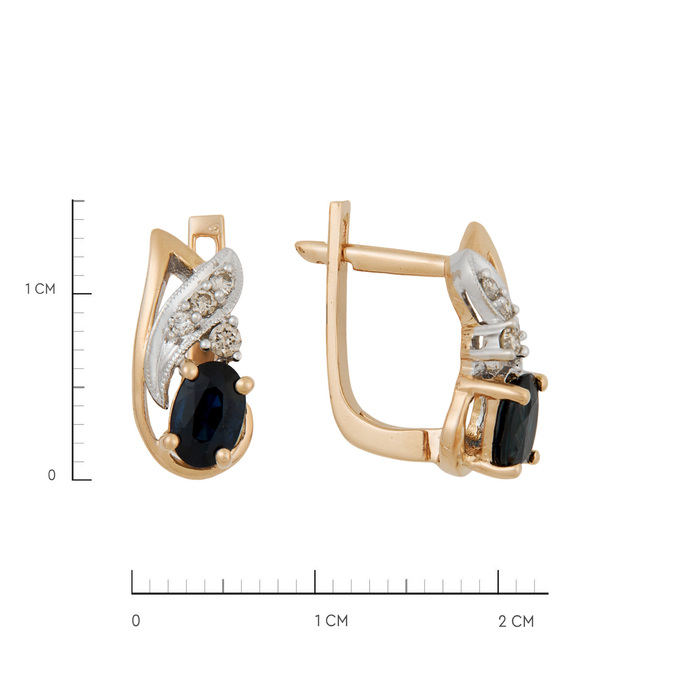 Серьги из золота 585 пробы с сапфирами и бриллиантами, Л 0408 9342 за 57900