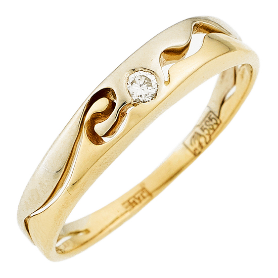 Кольцо из комбинированного золота 585 пробы c 1 бриллиантом, Л18100501 за 9600