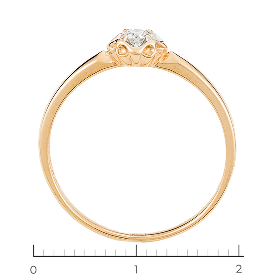 Кольцо из комбинированного золота 585 пробы c 1 бриллиантом, Л73019718 за 5215