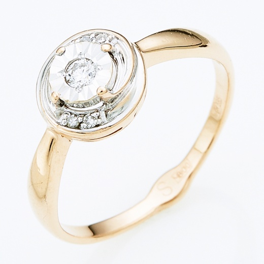 Кольцо из комбинированного золота 585 пробы c 5 бриллиантами Л57025435 фото 1