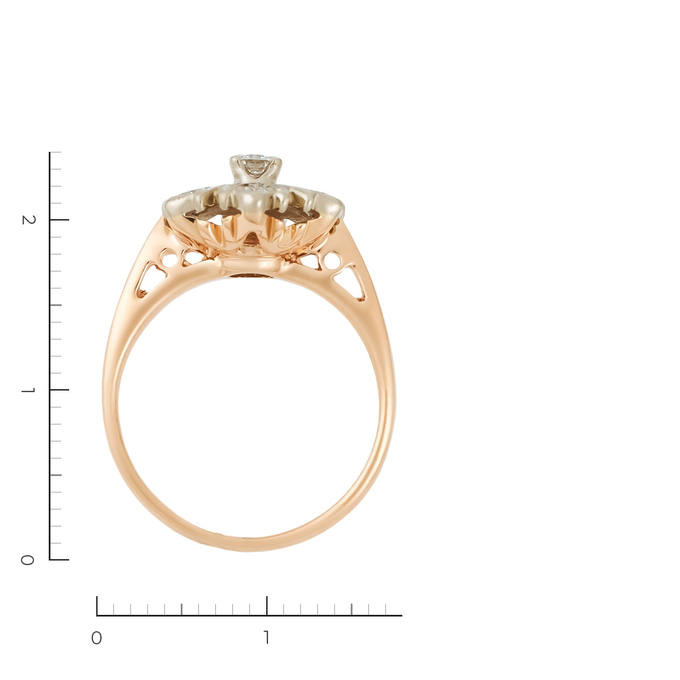 Кольцо из комбинированного золота 585 пробы c 7 бриллиантами, Л 2314 4388 за 44800