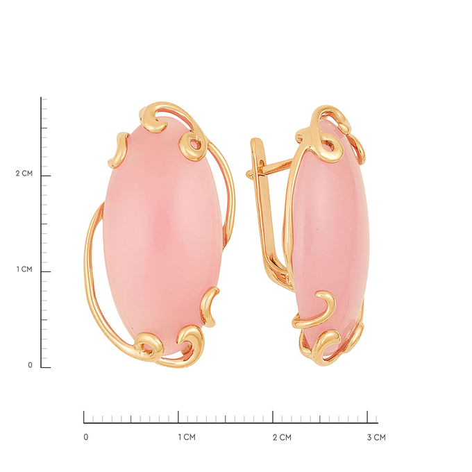Серьги из золота 585 пробы c розовыми кварцами, Л 0407 2901 за 108800