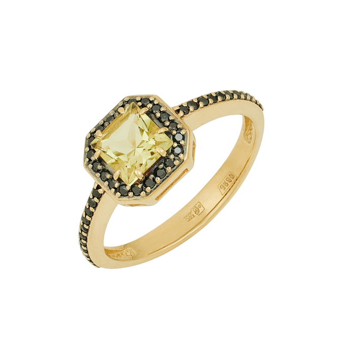 Кольцо из золота 585 пробы c цитрином и бриллиантами, Л 1208 5372 за 29760