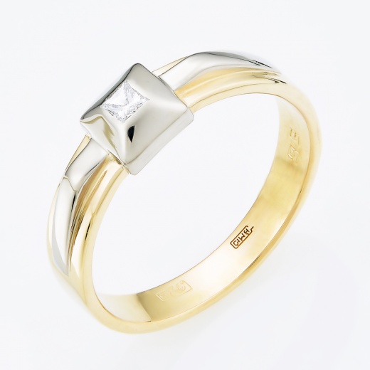 Кольцо из комбинированного золота 750 пробы c 1 бриллиантом Л41055261 фото 1