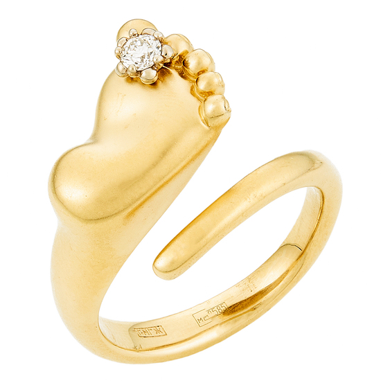 Кольцо из желтого золота 585 пробы c 1 бриллиантом