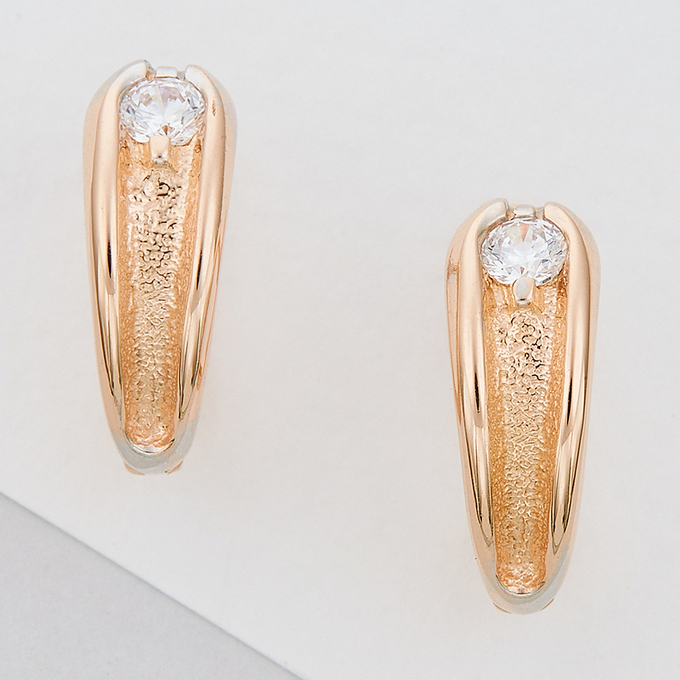 Серьги из красного золота 585 пробы c фианитами