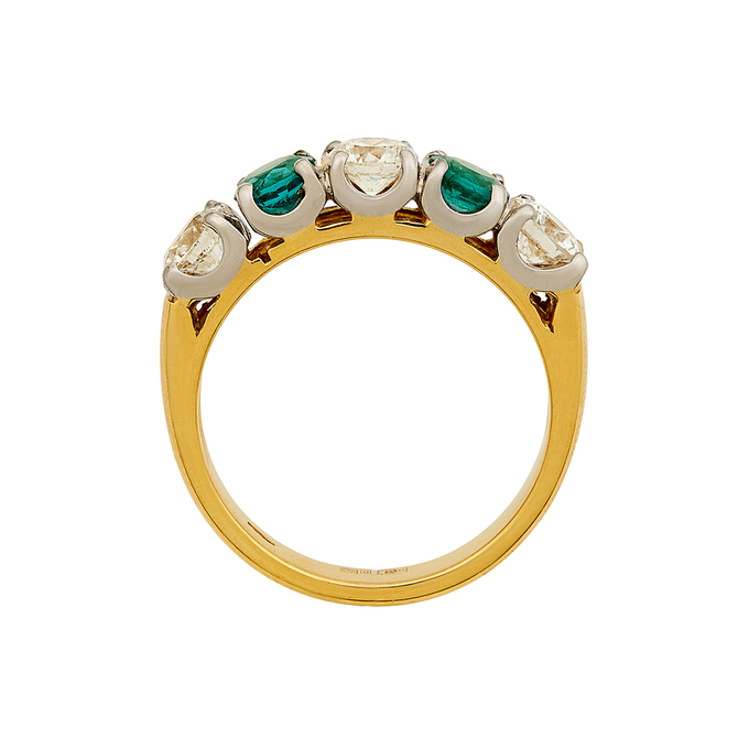 Кольцо из золота 750 пробы c бриллиантами и изумрудами, Л 2810 9784 за 309000