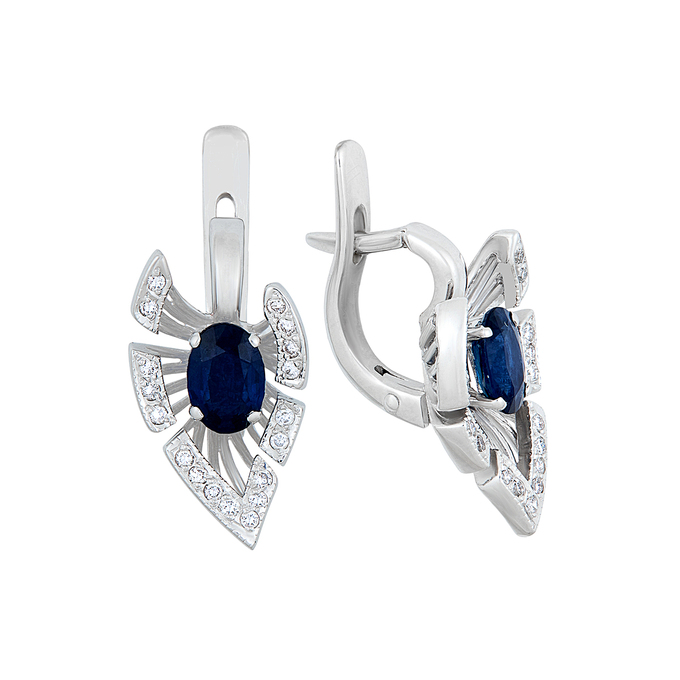 Серьги из золота 750 пробы c сапфирами и бриллиантами, Л 4608 9257 за 99400