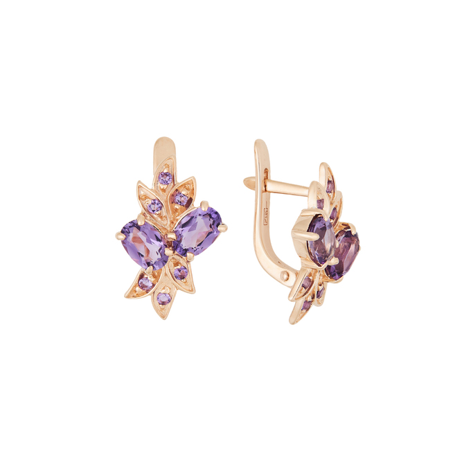Серьги из золота 585 пробы c аметистами, Л 4507 8314 за 40560
