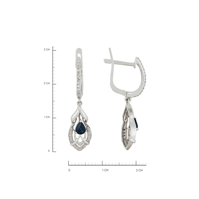 Серьги из золота 585 пробы c сапфирами и бриллиантами, Л 4710 1439 за 38320