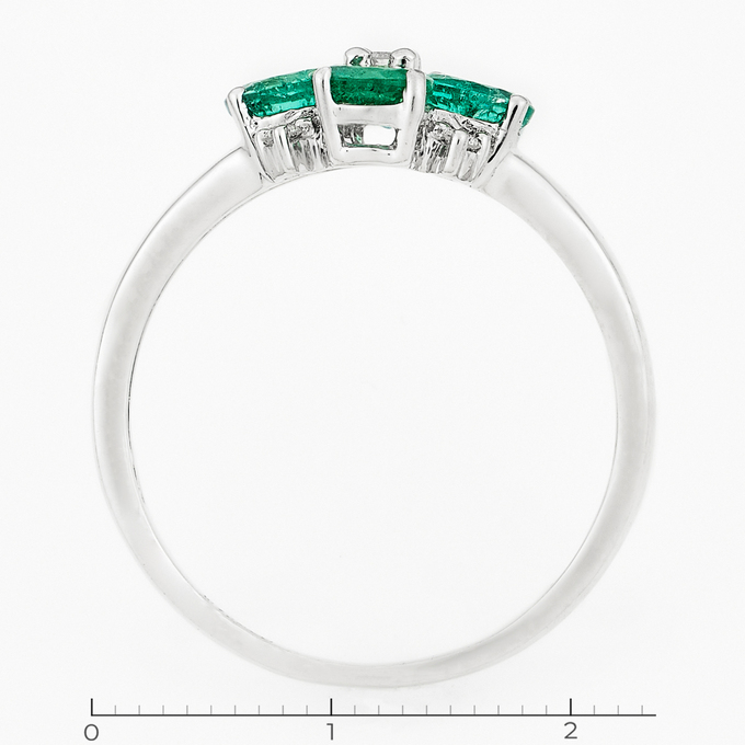 Кольцо из белого золота 585 пробы c 5 бриллиантами и 4 изумрудами, Л 2911 7906 за 47460
