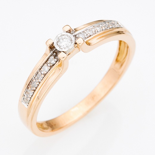 Кольцо из комбинированного золота 585 пробы c 13 бриллиантами Л52060256 фото 1