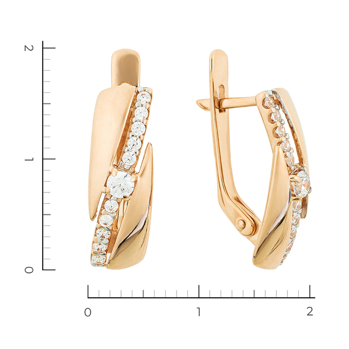 Серьги из красного золота 585 пробы c фианитами