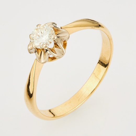 Кольцо из комбинированного золота 750 пробы c 1 бриллиантом 128687 фото 1