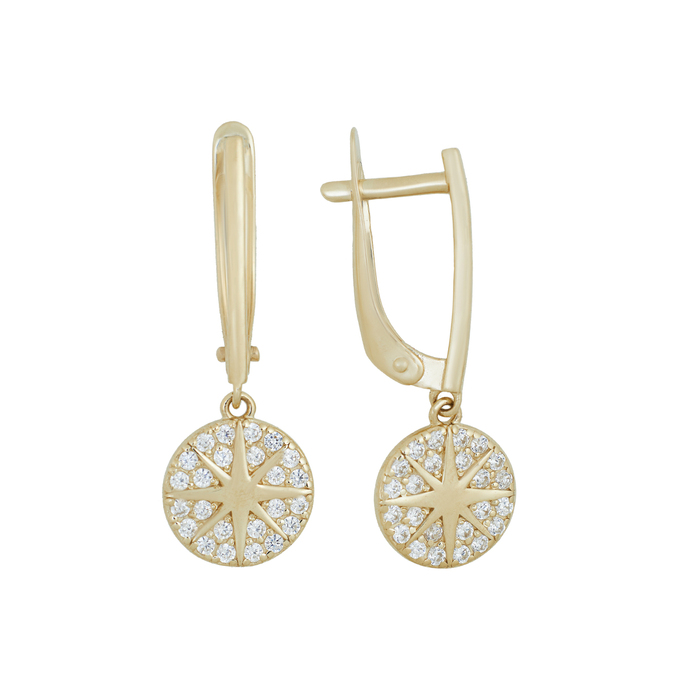 Серьги из золота 585 пробы c фианитами