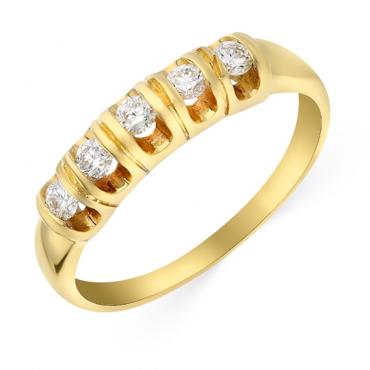 Кольцо из желтого золота 750 пробы c 5 бриллиантами 051997 фото 1