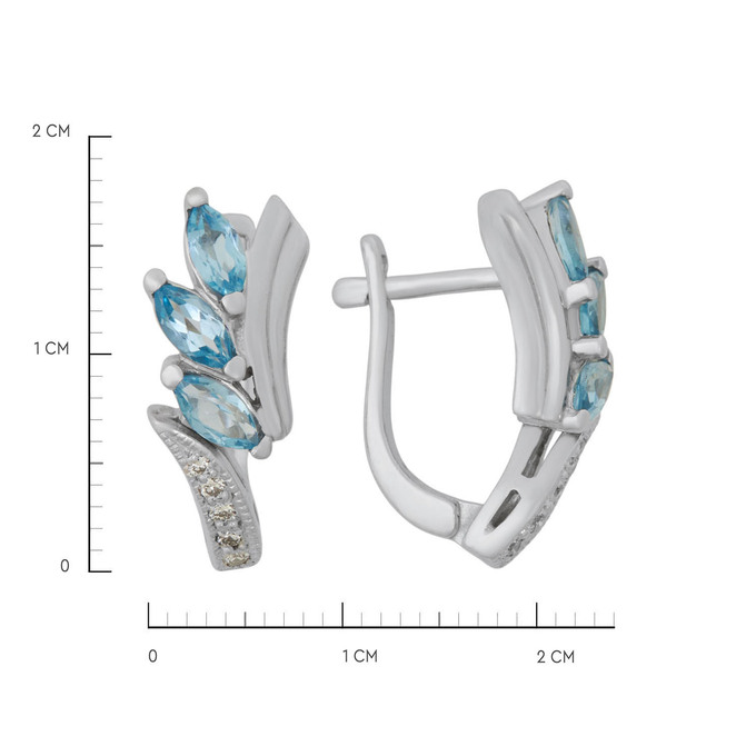 Серьги из золота 585 пробы c топазами и бриллиантами, Ц О007 2112 за 65920