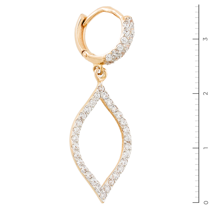 Серьги из красного золота 585 пробы c фианитами