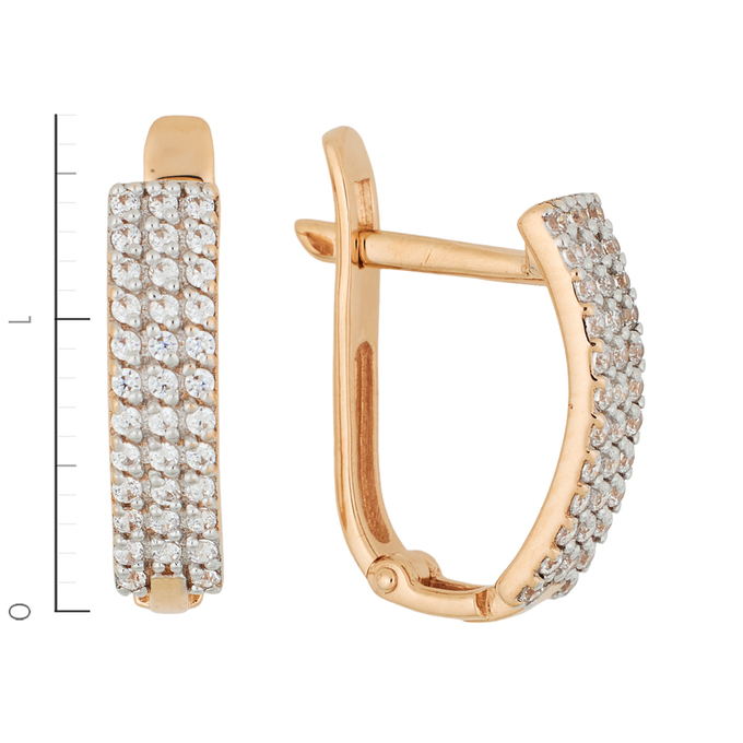 Серьги из красного золота 585 пробы c 70 фианитами