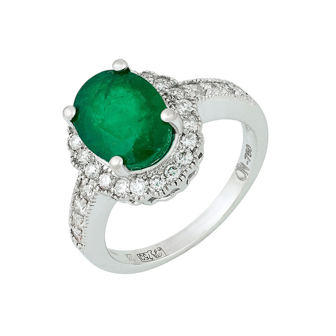 Кольцо из золота 750 пробы c изумрудом и бриллиантами, Л 2304 1230 за 170000