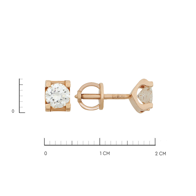 Пусеты из золота 585 пробы c бриллиантами, Ц О007 1154 за 250000