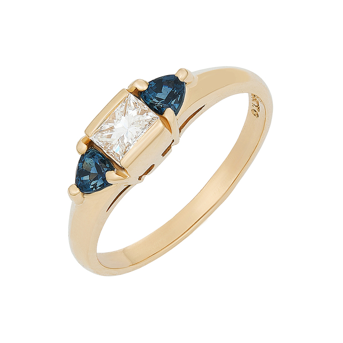 Кольцо из золота 585 пробы c бриллиантом и сапфирами, Л 2811 5508 за 121520