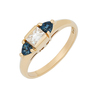 Кольцо из золота 585 пробы c бриллиантом и сапфирами