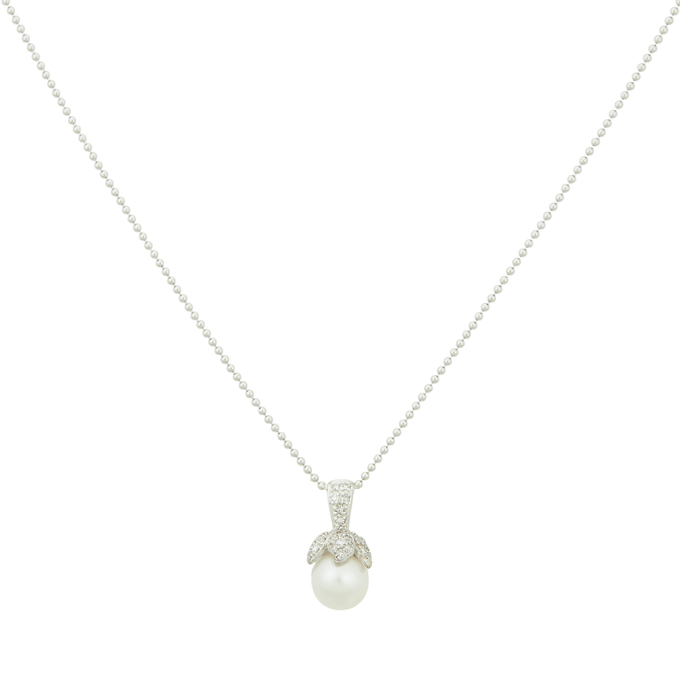 Колье из золота 750 пробы c бриллиантами и культивированным жемчугом, Л 2811 7202 за 77500