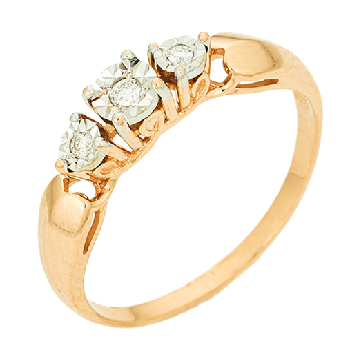 Кольцо из комбинированного золота 585 пробы c 3 бриллиантами Л18112042 фото 1