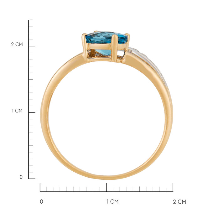 Кольцо из золота 585 пробы c топазом и бриллиантами, Л 1812 0602 за 28700
