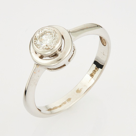 Кольцо из белого золота 585 пробы c 1 бриллиантом Л29108298 фото 1