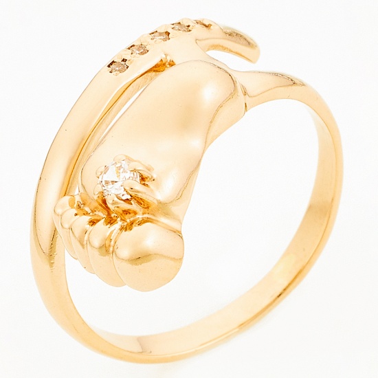 Кольцо из красного золота 585 пробы c фианитами