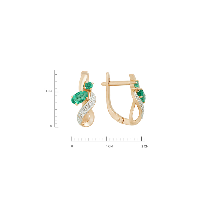 Серьги из золота 585 пробы c изумрудами и бриллиантами, К 0000 5439 за 67000