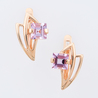Серьги из золота 585 пробы c 2 аметистами