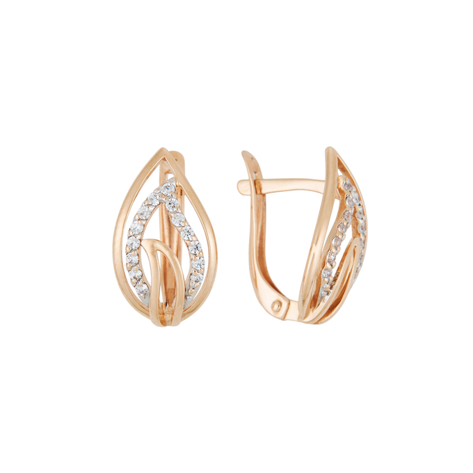 Серьги из золота 585 пробы c фианитами, Л 6602 3995 за 22720