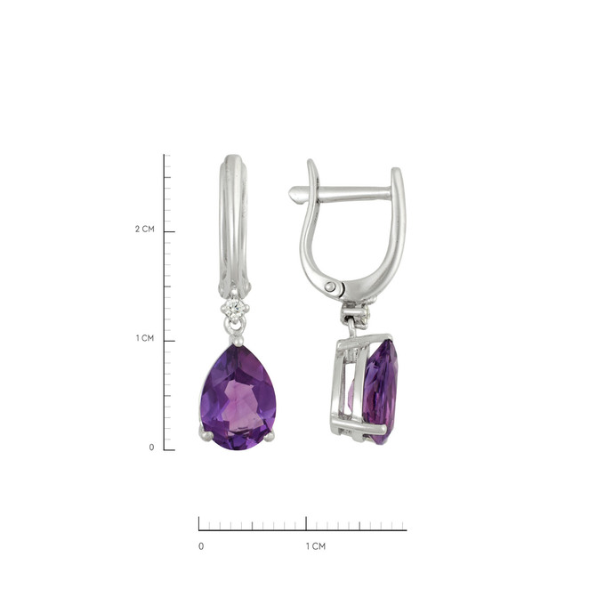 Серьги из золота 585 пробы с аметистами и бриллиантами, Л 2414 6173 за 57400