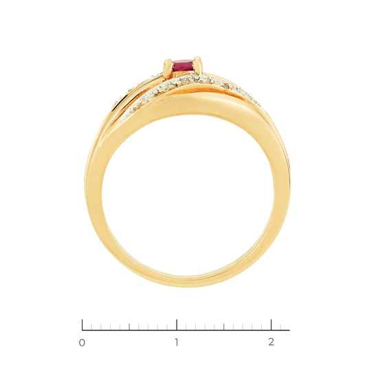 Кольцо из красного золота 585 пробы c 8 бриллиантами и 1 рубином, Л06158330 за 23100