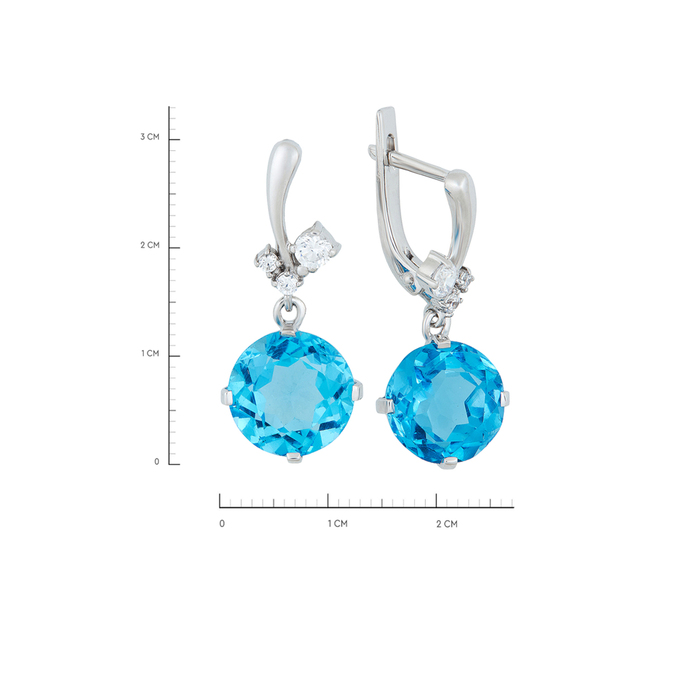 Серьги из золота 585 пробы c топазами и фианитами, Л 4106 1716 за 54400
