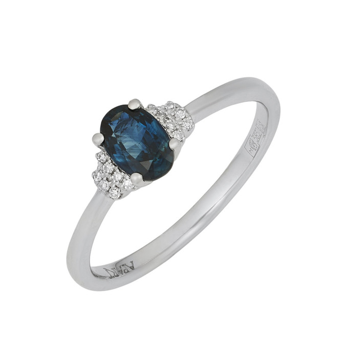 Кольцо из золота 585 пробы c сапфиром и бриллиантами