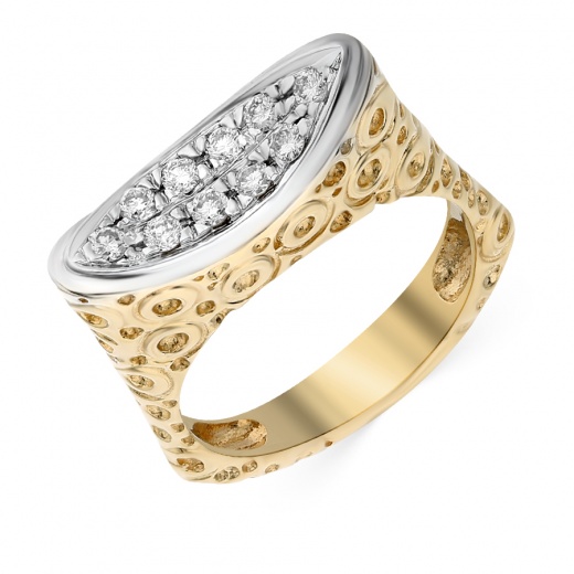 Кольцо из комбинированного золота 500 пробы c 10 бриллиантами 043995 фото 1