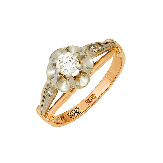 Кольцо из золота 583 пробы c бриллиантами