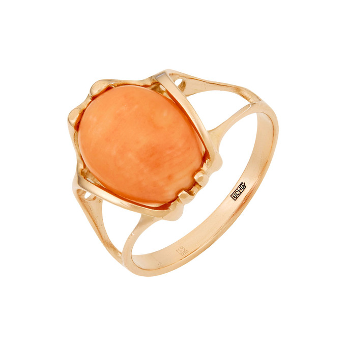 Кольцо из золота 585 пробы c кораллом, Л 3706 6798 за 48400