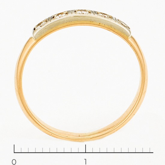 Кольцо из комбинированного золота 585 пробы c 5 бриллиантами, Л06148275 за 12750