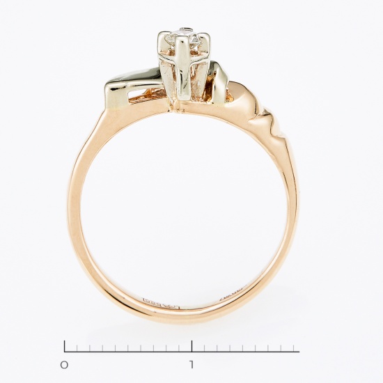 Кольцо из комбинированного золота 585 пробы c 1 бриллиантом, Л48060270 за 17465